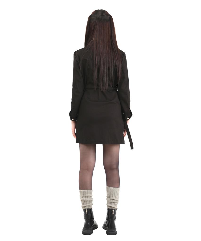 KATHARSIS Daily Cation Denim Mini Dress Brown Black S M