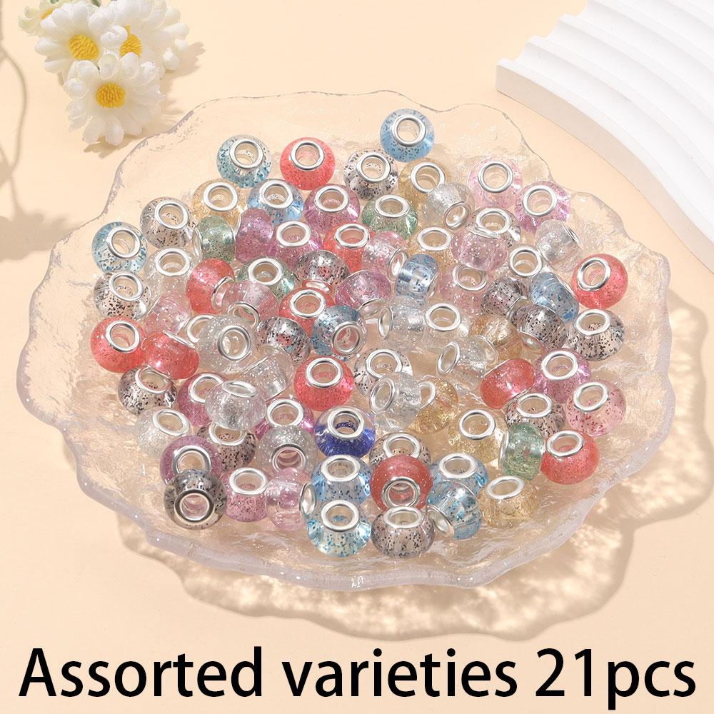 7/14/21pcs Resin European Style Large Hole Beads Lighting Fixtures Spaced Beads Jewelry Beads DIY Craft Jewelry Bracelets Necklace Jewelry Making