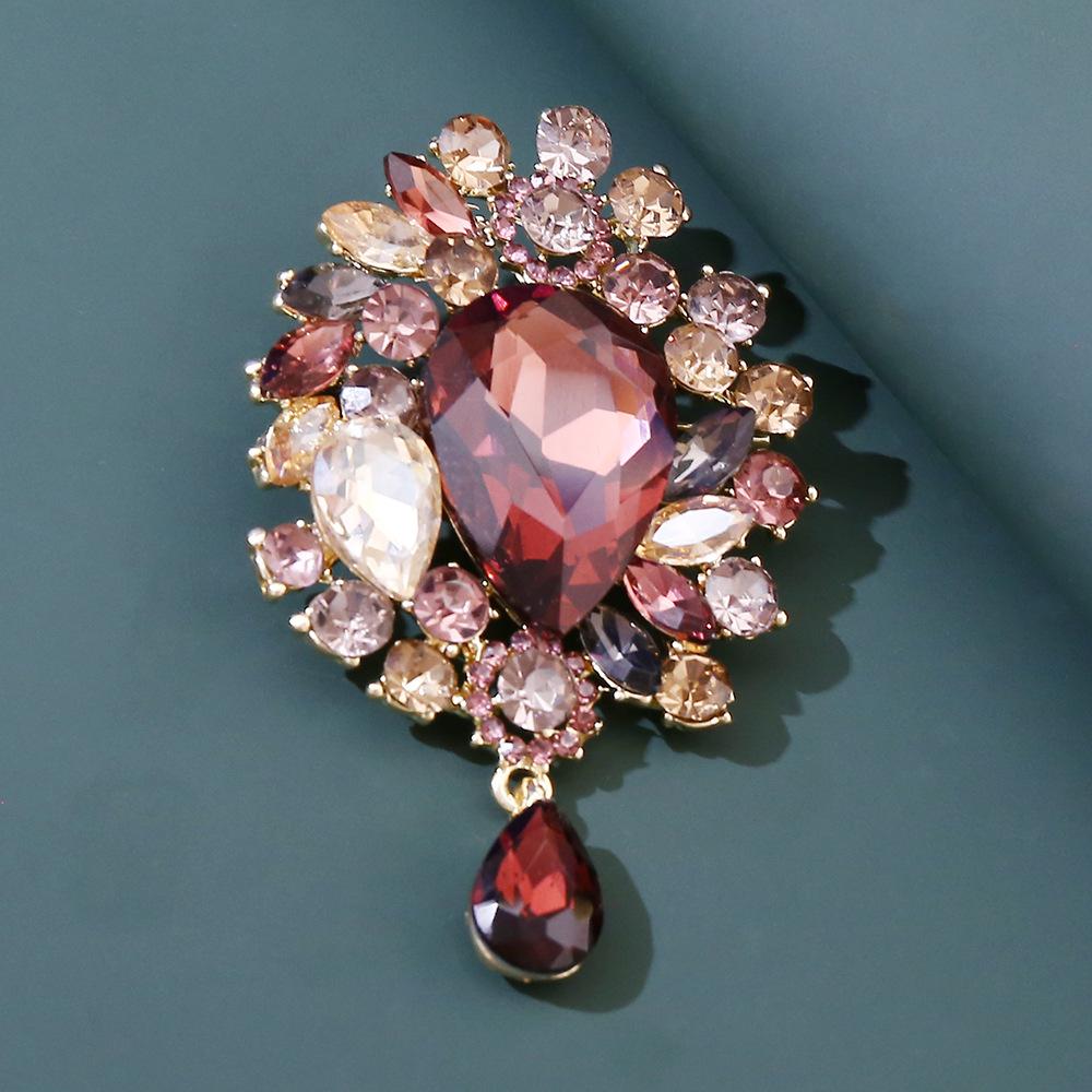DIEZI 4 Colors Luxury Water Drop Crystal Rhinestone Brooches For Women Girls Party Wedding Fashion Brooch Accessories Jewelry