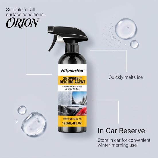 Winter Auto Glass Defroster Car Ice Melting Spray, 120ml De-Icer for Windshield Windows Mirrors, Clear Vision Spray Fast Acting Remover with