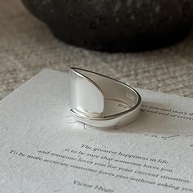Xiaomi 925 Sterling Silver Rings For Women Geometric Fine Jewelry Finger Adjustable Wide Smooth Ring For Party Birthday Gift