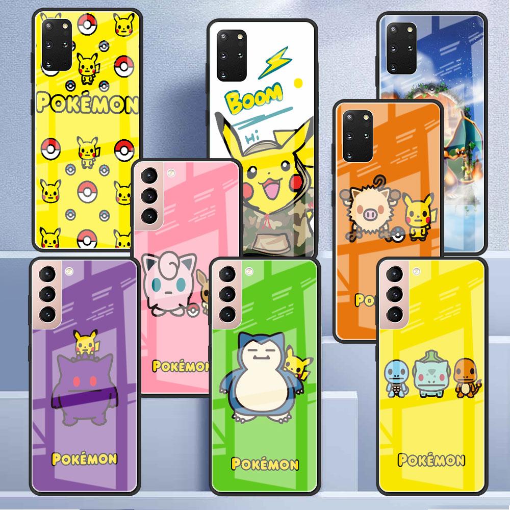 

Pokemon Fashion Art Glass Case For Samsung Galaxy S22 S20 FE S21 Plus Phone Cover S10 5G S9 Note 20 Ultra 10 Lite Shell