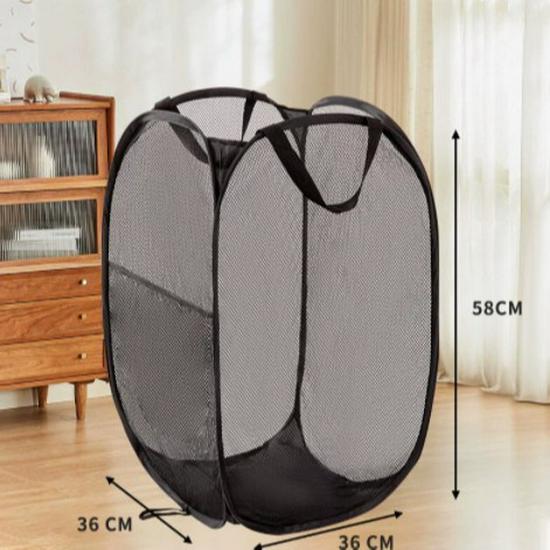 Foldable Mesh Laundry Hamper: Portable, Space-Saving Clothes Basket