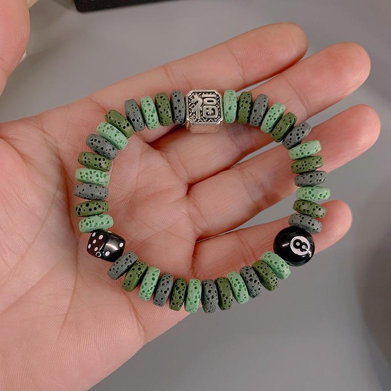 JYL TS Bracelet  Colorful Volcanic Stone Style Brings Vitality & Creativity Forest style dice black eight россо corsa