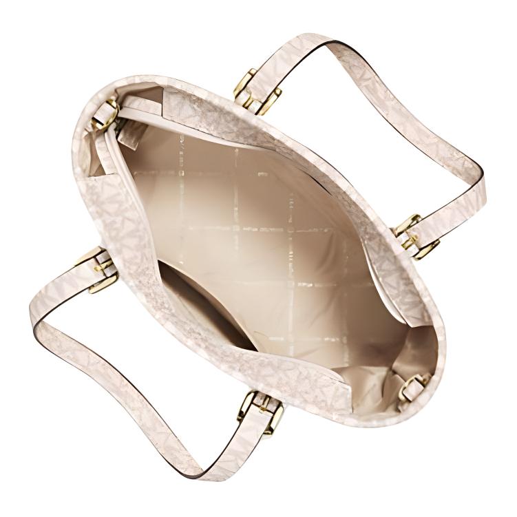 Michael Kors Jet Set Travel Signature Logo Gepolijste Hanger Gecoate Canvas Tote Bag Dames Tote Bags Wit 35H3GTVT0L-0213