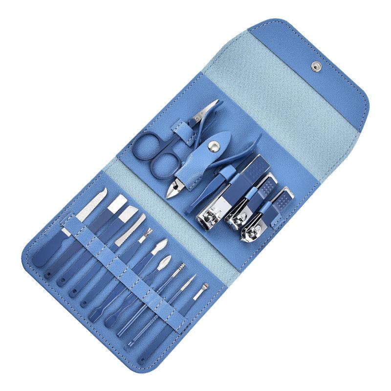 16-Piece Green Manicure Nail Art Set with Nail Clippers for Home Use