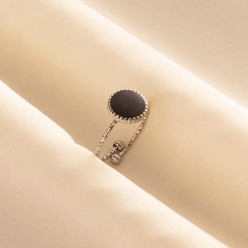 Punk Vintage Black Enamel Ring Stainless Steel Open Rings For Women Men Jewelry Fire Evil Eye Bague Acier Inoxydables Femme Gift