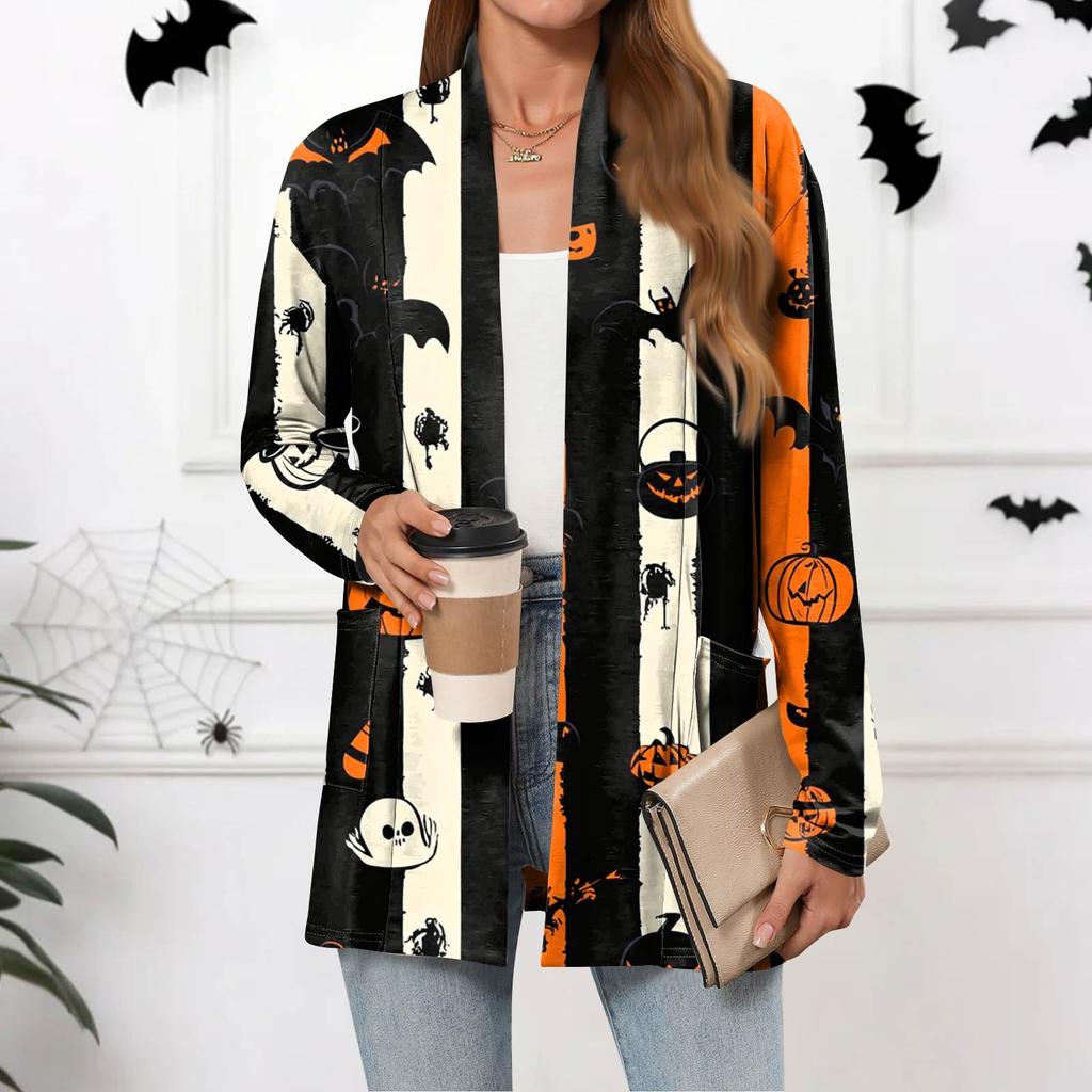 Dámské lehké kardigany s otevřeným předním dílem, dlouhým rukávem, ležérního volného střihu, tenké kardigany s kapsami