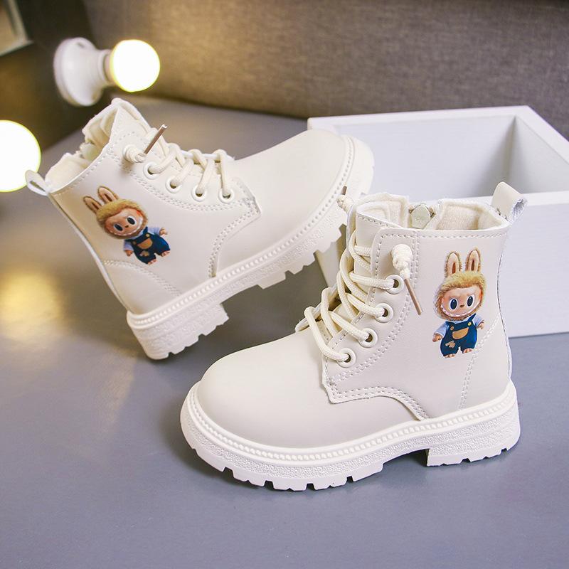 

Детские мультяшные модные короткие ботинки для детей младшего и среднего возраста, осенне-зимние ботинки из бархата и хлопка и кожи в британском стиле для мальчиков 27