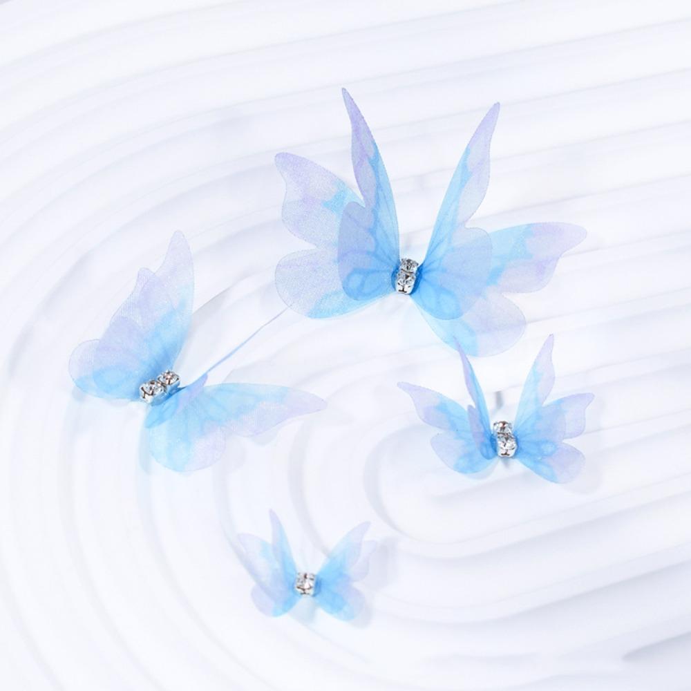 50Pcs Double Layer Butterfly Appliques Translucent Clothes Sewing Patch  Garment Design Materials