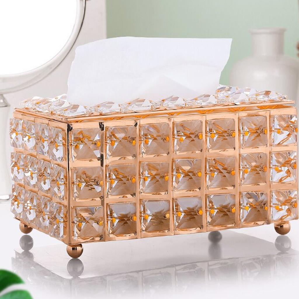 Dávkovač ubrousků Lehký luxus Úložný box na ubrousky Kovový Křišťálové sklo Držák na papírové kapesníčky pro Domov