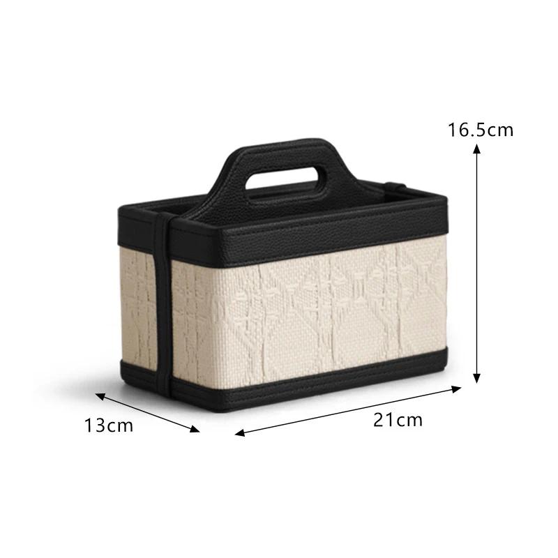 AhunderJiaz Light Luxury Multifunctional Leather Storage Box Remote Control Box Handle for Living Room Home Storage Ornaments