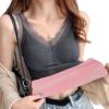 Gilet Termico da Donna con Bordo in Pizzo Foderato in Peluche Scollo a V Senza Maniche Filo Tinta Unita Vestibilità Slim Elastico con Imbottiture sul Petto Sovrapposizione