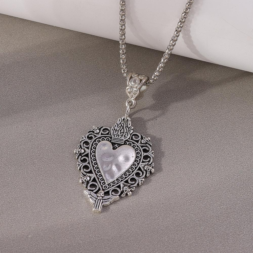 Gothic Skull Love Heart Necklace for Women Men Religious Crucifix Necklaces Punk Jewelry Gifts