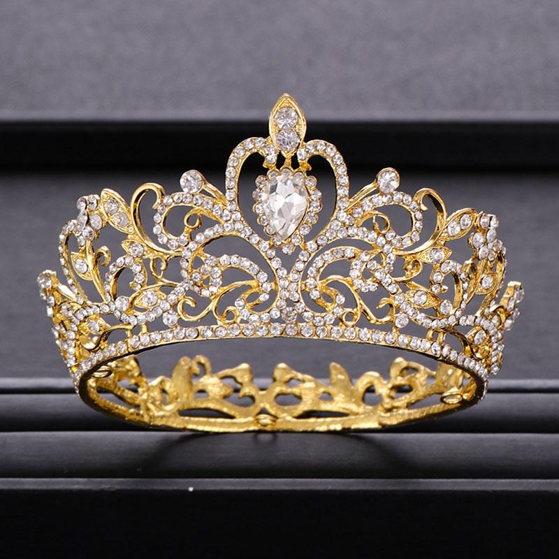 

Trendy Bride Crown Baroque Rhinestone Crystal Crown Headband Queen Crown Golden Crown Hair Accessories Bridal Wedding Crown