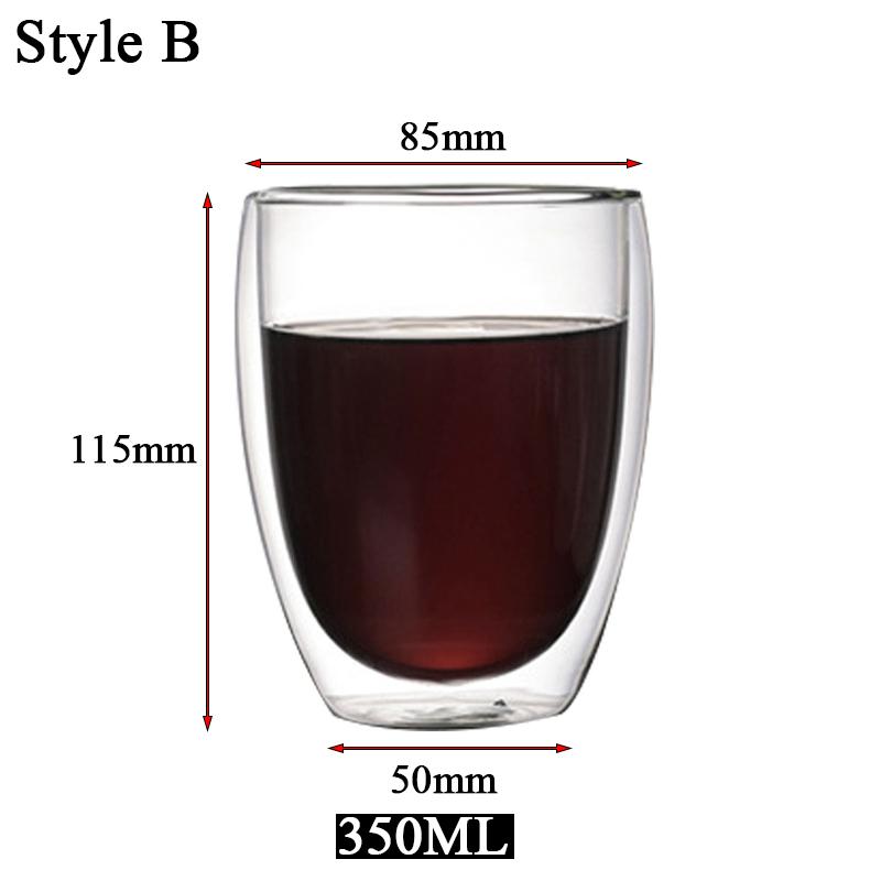 Double Bottom Wall Glass Coffee Cup Whiskey Tea Thermal Heat Resistant Cocktail Vodka Shot Wine Mug Drinkware Tumbler Set