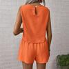 2025 Women's Solid Color Sleeveless Top and Shorts Set - Simple, Fashionable, Casual