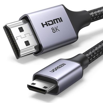 Kabel Przewód Mini HDMI - HDMI 2.1 8K 1m - Szary