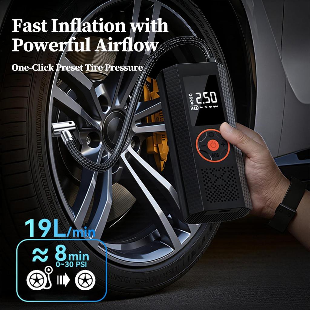 Electric Air Pump Rechargeable Cordless Auto Shut Off Car Tire Inflator Bike Pump For Motorcycle Bike Vehicle Electric Scooter
