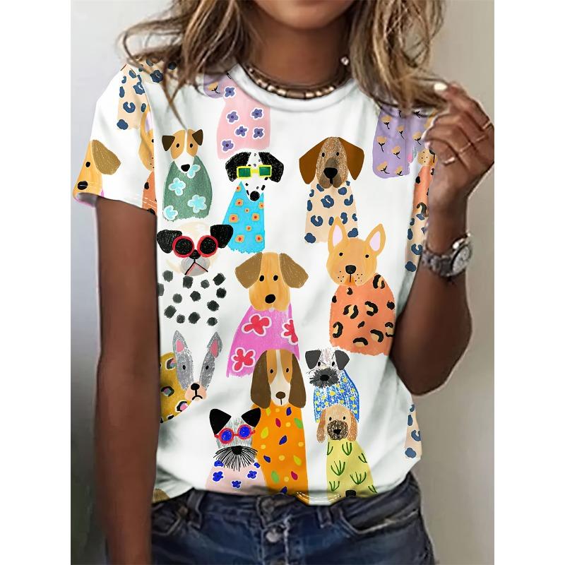 3D printed T-shirt for women's street wear, casual short sleeved T-shirt