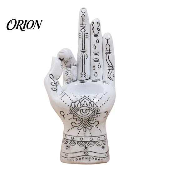 Portainciensos de Mano de Quiromancia de Resina, Soporte, Estatua, Adorno Decorativo Gótico para el Hogar, Palo, Escultura de Palma Mística Antigua para Decoración de Mesa
