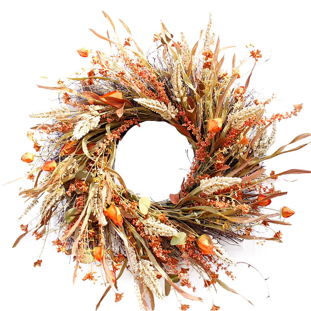 Decorative Wreath Outside Home Front Door Hanging Artificial Garland Thanksgiving Decoration 24in 62cm OD