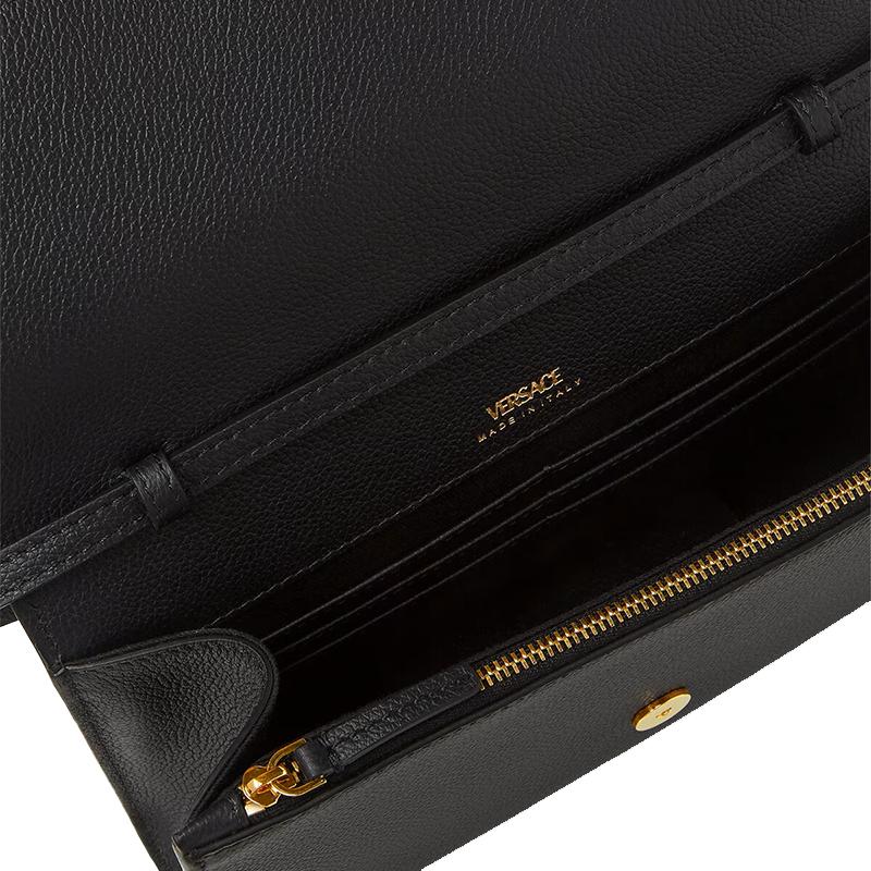 Versace La Medusa Medusa Head Embossed Logo Light Grain Calfskin Shoulder Crossbody Bag Women Bags Black 1000814-DVIT2T-1B00V