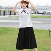 Taiwan JK School Uniform Set: White Shirt & Accordion Pleat Skirt, College Style for Summer Graduation