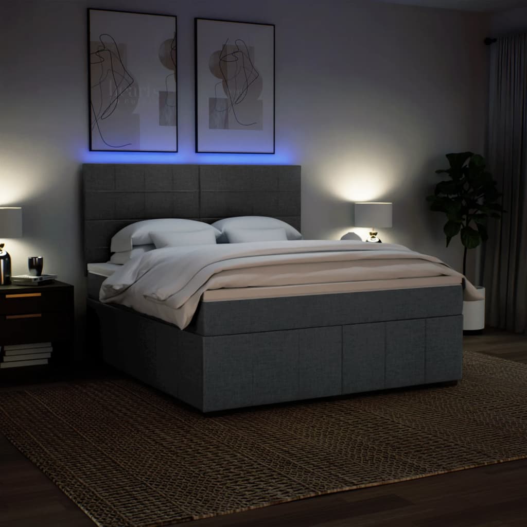 Box Spring Bed with Mattress Dark Grey 180 x 200 cm Fabric
