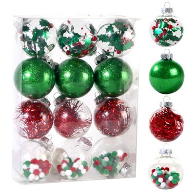 12 PCS Transparent Christmas Ball Pendant Round Ball Pendant Decor Festival Hanging Ornaments for Christmas Tree Decor