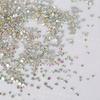 Iridescent AB White Small Round Nail Art Diamonds – Crystal Glass Flat Bottom for Super Shiny Decoration