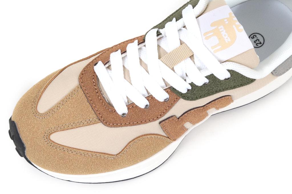 Mozu Combination Size Women's Sneakers, Oak/Camel, 22.5cm