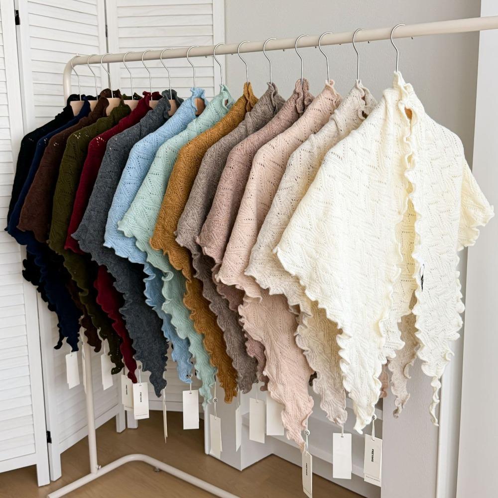 Solid Color Women Scarf Wool Blend Wool Bandana Fashion Triangle Scarf Autumn Winter