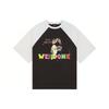 WE11DONE Color Block Monster Print Raglan T-Shirt Unisex Tops Black White WD-TT3-23-830-U-WH