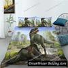 Copripiumino con dinosauro giurassico, Tyrannosaurus Rex, set di biancheria da letto con creature feroci e predatori, copripiumino in poliestere per letto matrimoniale queen size.