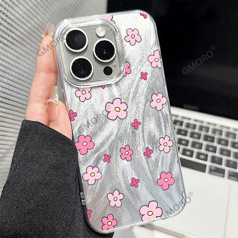 Amazon's Hot-selling Full-screen Floral Mobile Phone Case Is Suitable for iPhone17 Girl's Heart Apple 16Pro Feather Yarn Hard Case