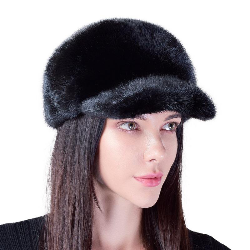 Mink hat men's, medium and old mink hair whole leather baseball cap, winter fur men's and women's outdoor mink forward hat