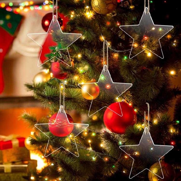 10 Peças Etiquetas de Natal Inovadoras Folhas Acrílicas em Branco Artesanato DIY Enfeites Pendurados