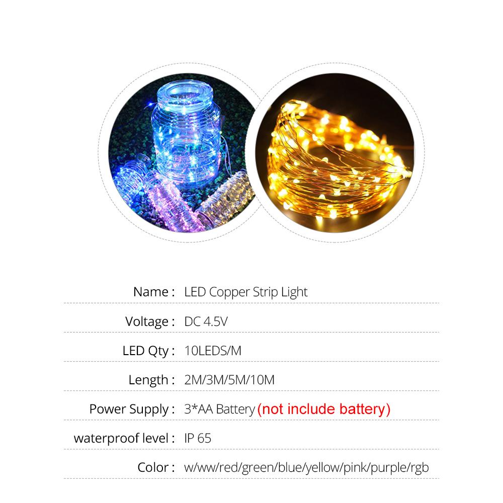 Xiaomi 2M 3M 5M 10M Kupferdraht LED Lichterketten Fee Girlande Licht Batteriebetrieben Für Weihnachten Hochzeit Party Dekoration Beleuchtung