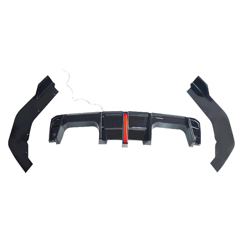 

High Quality ABS 3Pcs Car Rear Bumper Diffuser Lip Protector Guard With LED Light Gloss Black For BMW G80 M3 2026 2026 2026 2026