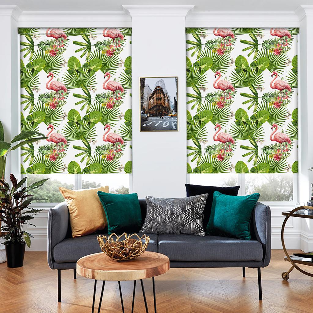 Flamingo Peel And Stick Wallpaper Big Green Leaf & Butterfly Removable Self-Adhesive Living Room Decor