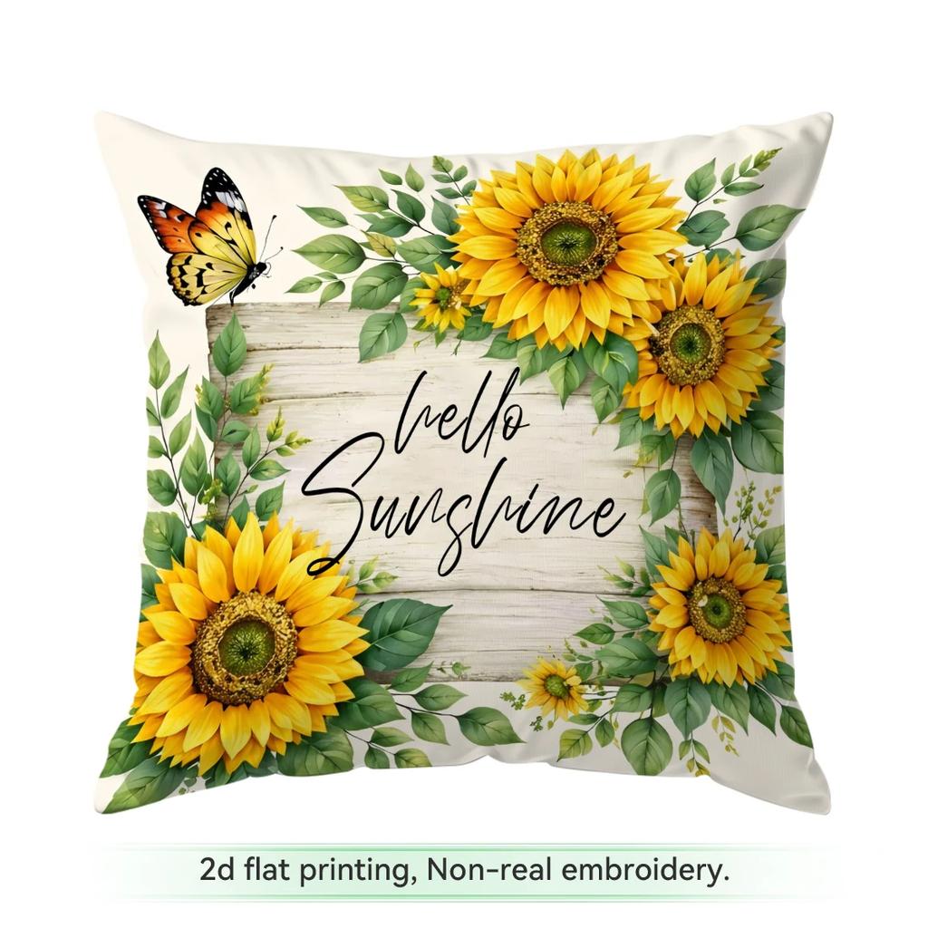 1pcs/4pcs Sunflower Pastoral Theme Cushions Pillowcase Polyester Cushion Cover Throw Pillow Pillowcover Home Car Sofa Decor