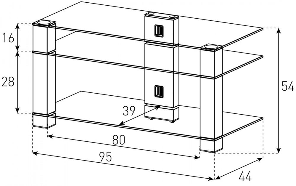 Sonorous PL3405 B-HBLK(czarne szkło, czarne nogi) Stolik pod telewizor lcd, Sonorous