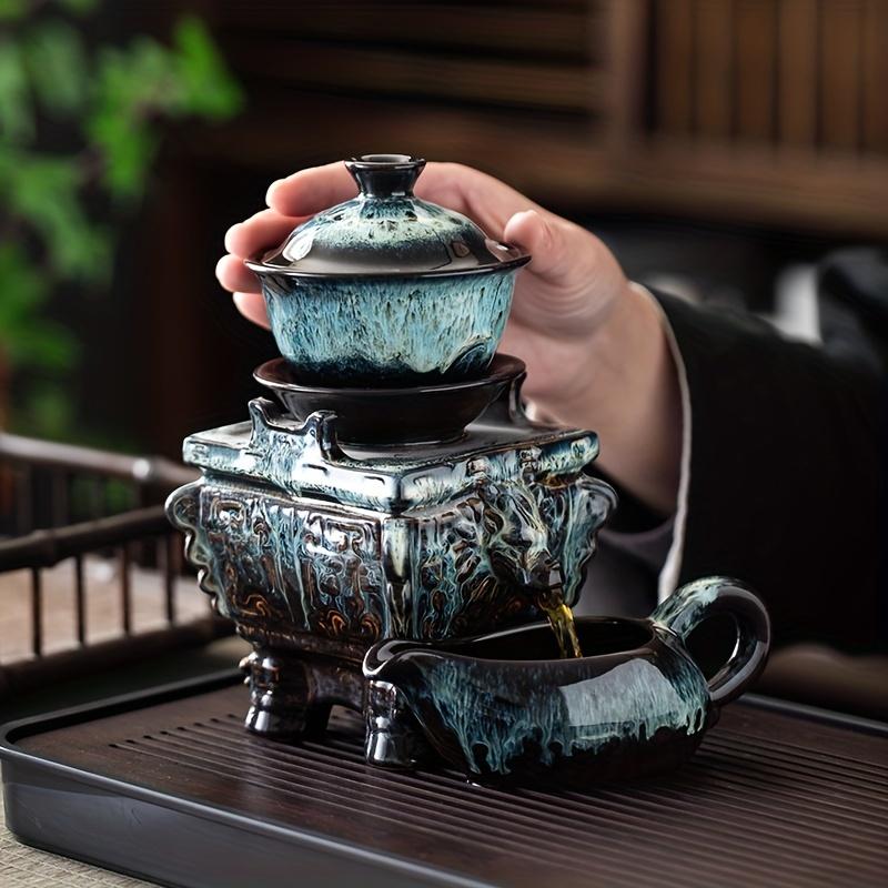 1 Set Magnetic Lazy Tea Set - Automatic Dragon Ceramic Teapot Tea Cups Tray and Mug - Perfect for Home Office and Tea Lovers - Ideal Gift for Tea Enth