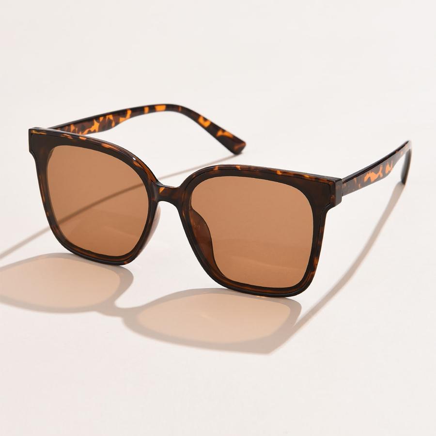 Retro Square Oversized Sunglasses Fashion Uv400 Protection Cycling Eyewear Cat Eye Black Shades For Beach Travel Streetwear