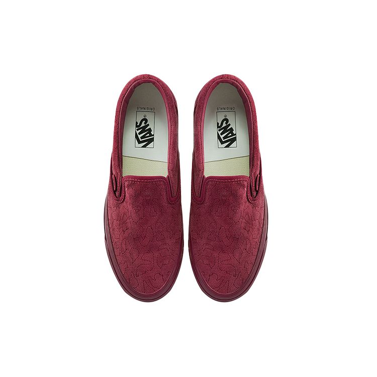 Vans OG Classic Slip-On Sametová výšivka - Leopard Granátové jablko Unisex Tenisky Červené VN0A45JK9RH