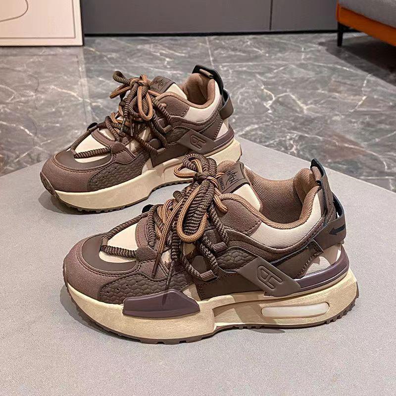 

Ретро спортивная и повседневная женская обувь осень и зима 2025 новая корейская версия на толстой подошве бархатные кроссовки «маленького папы» 40 коричневый