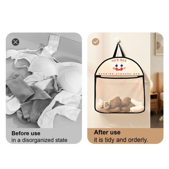 Mesh Storage Bag Large Capacity See-through Storage Pouch with Hanging Loop Foldable Wardrobe Organizer