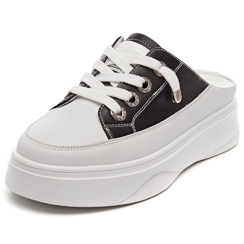 Fashion Comemore 2025 New Summer Women Shoes Flat Sneakers Women Casual Comfortable Woman White Shoe Half Slippers Platform Without Heel