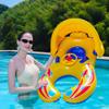 Inflatable Baby Swimming Float with Detachable Canopy Double Airbags and Underarm Support Baby Swim Seat Float Ring for Pool and Beach Use